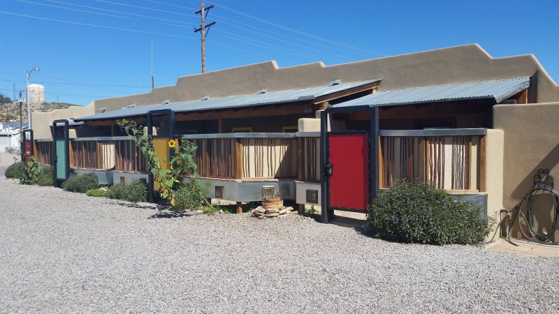 An Adobe building at Blackstone Hot Spring Spa in Truth or Consequences, New Mexico.