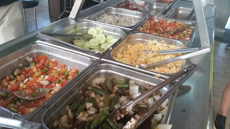 The salsa bar at Taco Fish La Paz in La Paz, Baja Sur, Mexico.