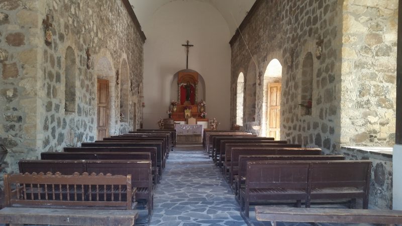 Interior of a Baja mission in Mexico.