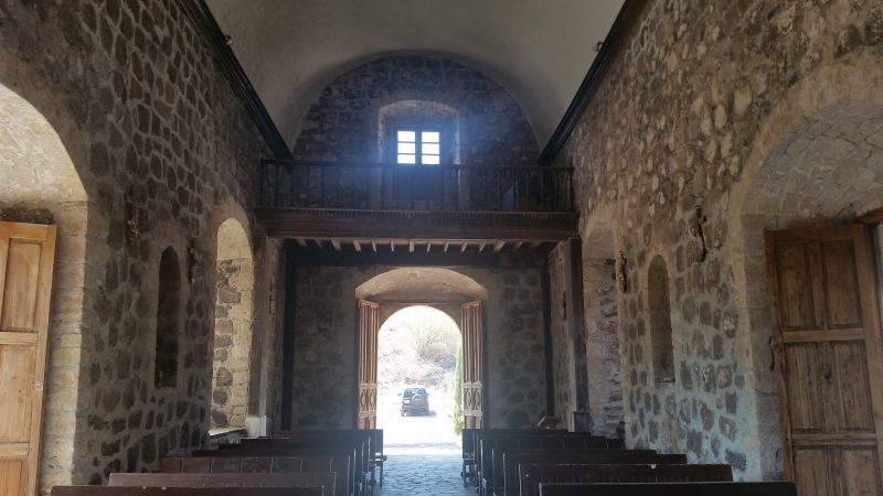 Interior of a Baja mission in Mexico.