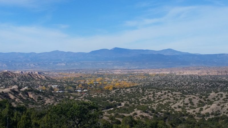 A view of Rio Grande Valley from Highway 76 in New Mexico along the High Road to Taos.