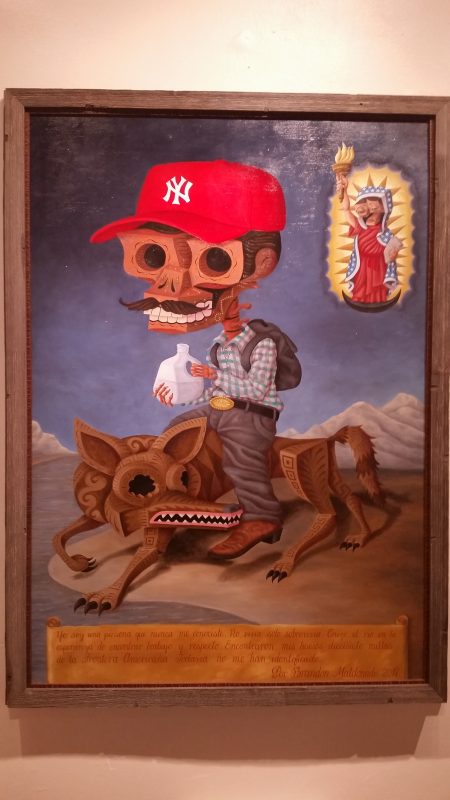 Caricature painting of a Mexican illegal migrant at a museum in Santa Fe, New Mexico.