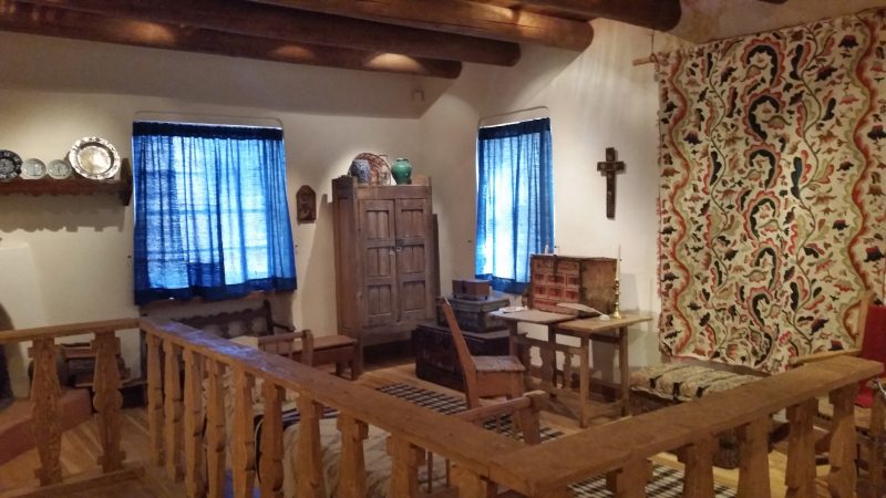 A recreated interior of a Spanish Colonial home at a museum in Santa Fe, New Mexico.