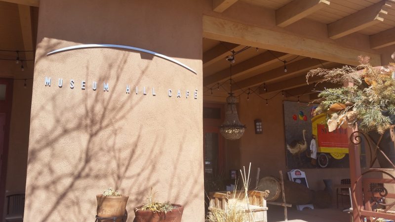 The entrance to Museum Hill Cafe in Santa Fe, New Mexico.
