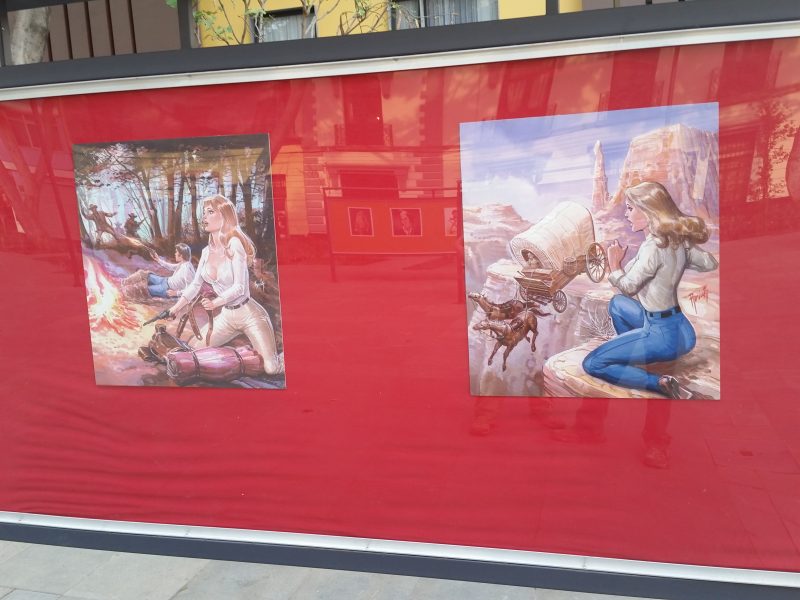 A display with artwork by the artist Sebastian Cast.