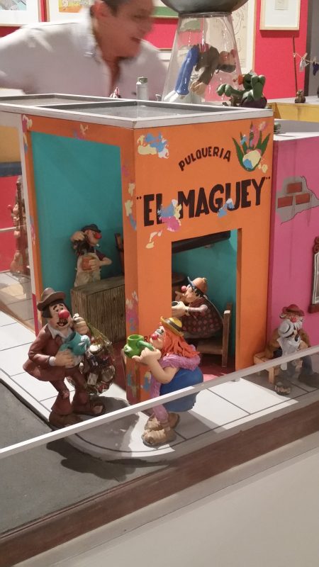 A diorama pf an old pulqueria in Mexico.