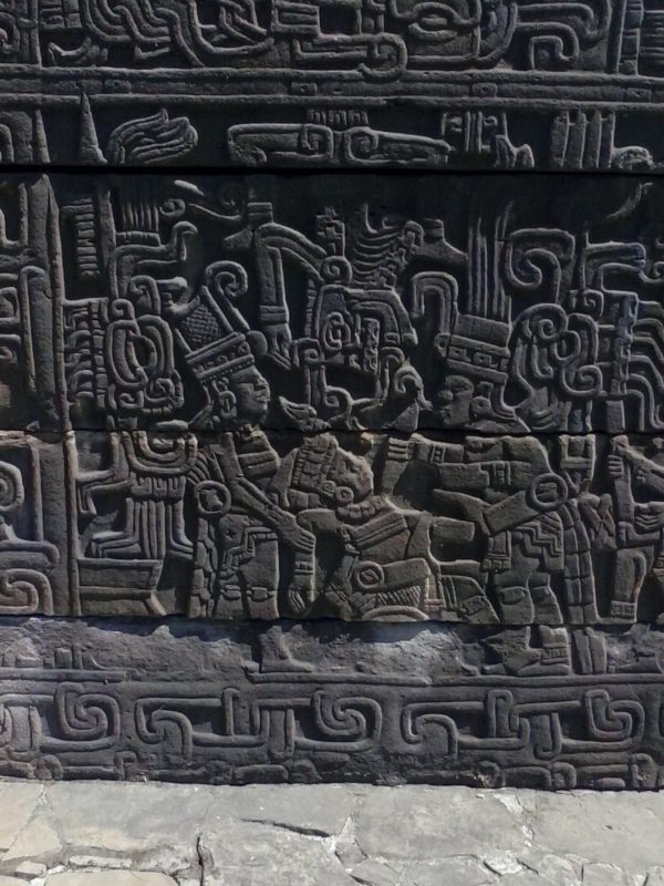 Carved stellae at el Tajin site in Mexico.