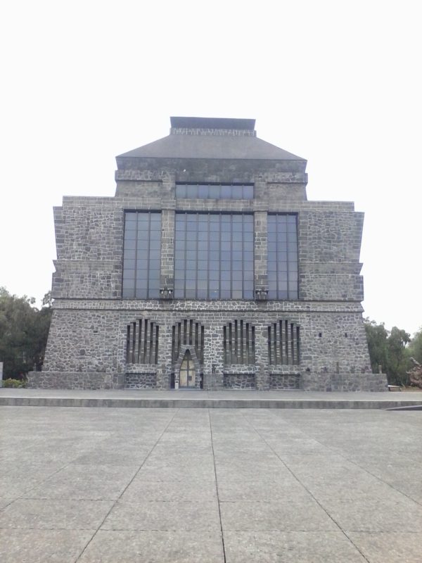 The front of the volcanic stone building of Anahuacalli in Mexico City.