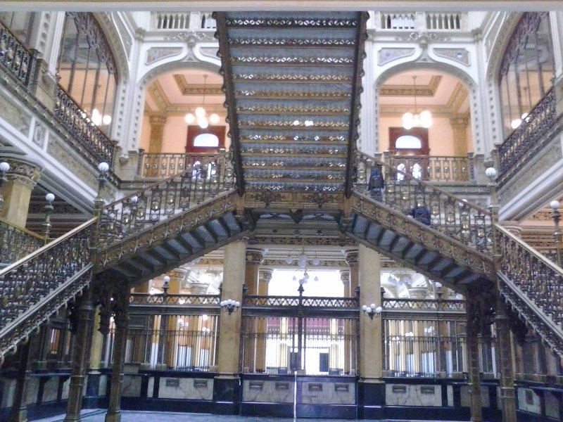 very ornate ironwork from the lobby of an old building.