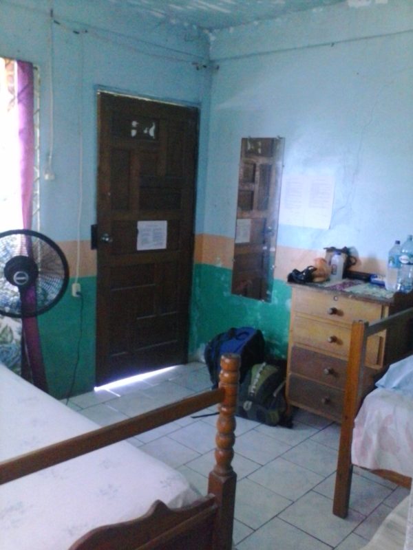 The interior of a room at the turquoise-colored Beach View Hotel on Big Corn Island off the coast of Nicaragua.