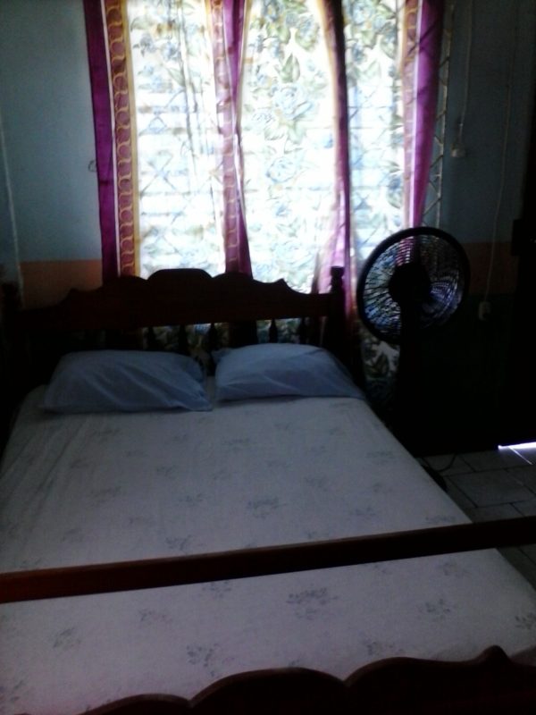 The interior of a room at the turquoise-colored Beach View Hotel on Big Corn Island off the coast of Nicaragua.
