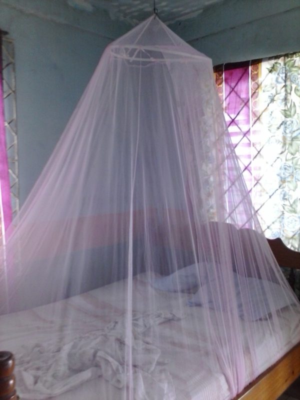 The interior of a room at the turquoise-colored Beach View Hotel on Big Corn Island off the coast of Nicaragua.