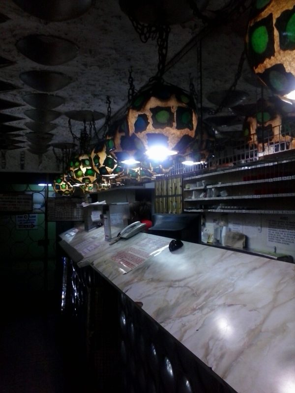 Gaudy interior of the lobby at Hotel Ideal in Panama City, Panama.