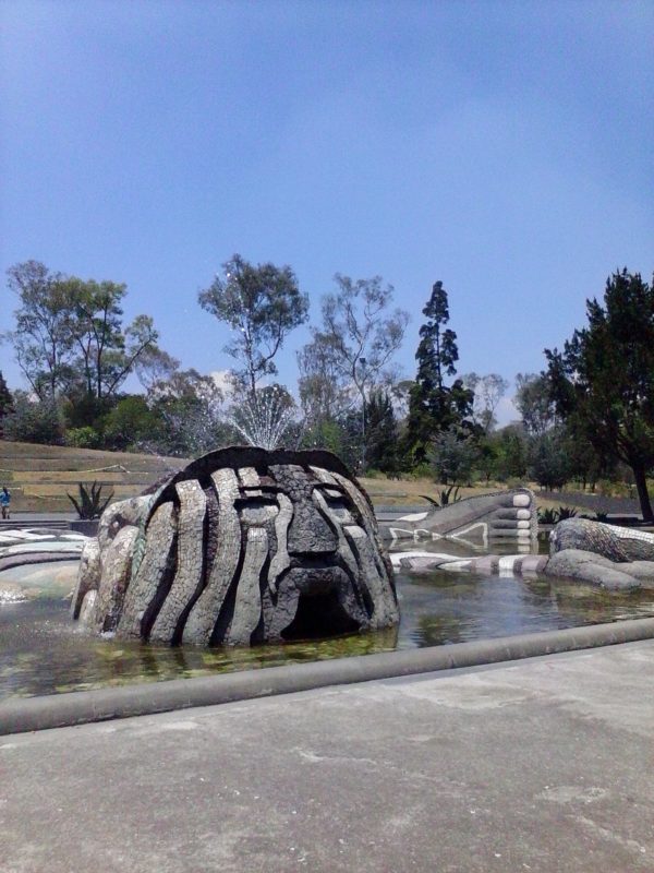 A mosaic figure from Fuente de Tlaloc and Carcamo de Delores Chapultepec Park in Mexico City.