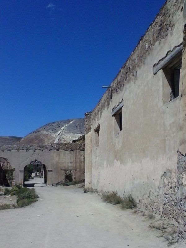Ruined buildings in the town of Real de Catorce in the state of San Luis Potosi in Mexico.