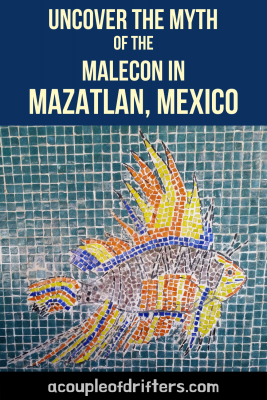 A colorful mosaic of a tropical fish, located in the Hotel de Cima tunnel which runs beneath the Mazatlan Malecon.